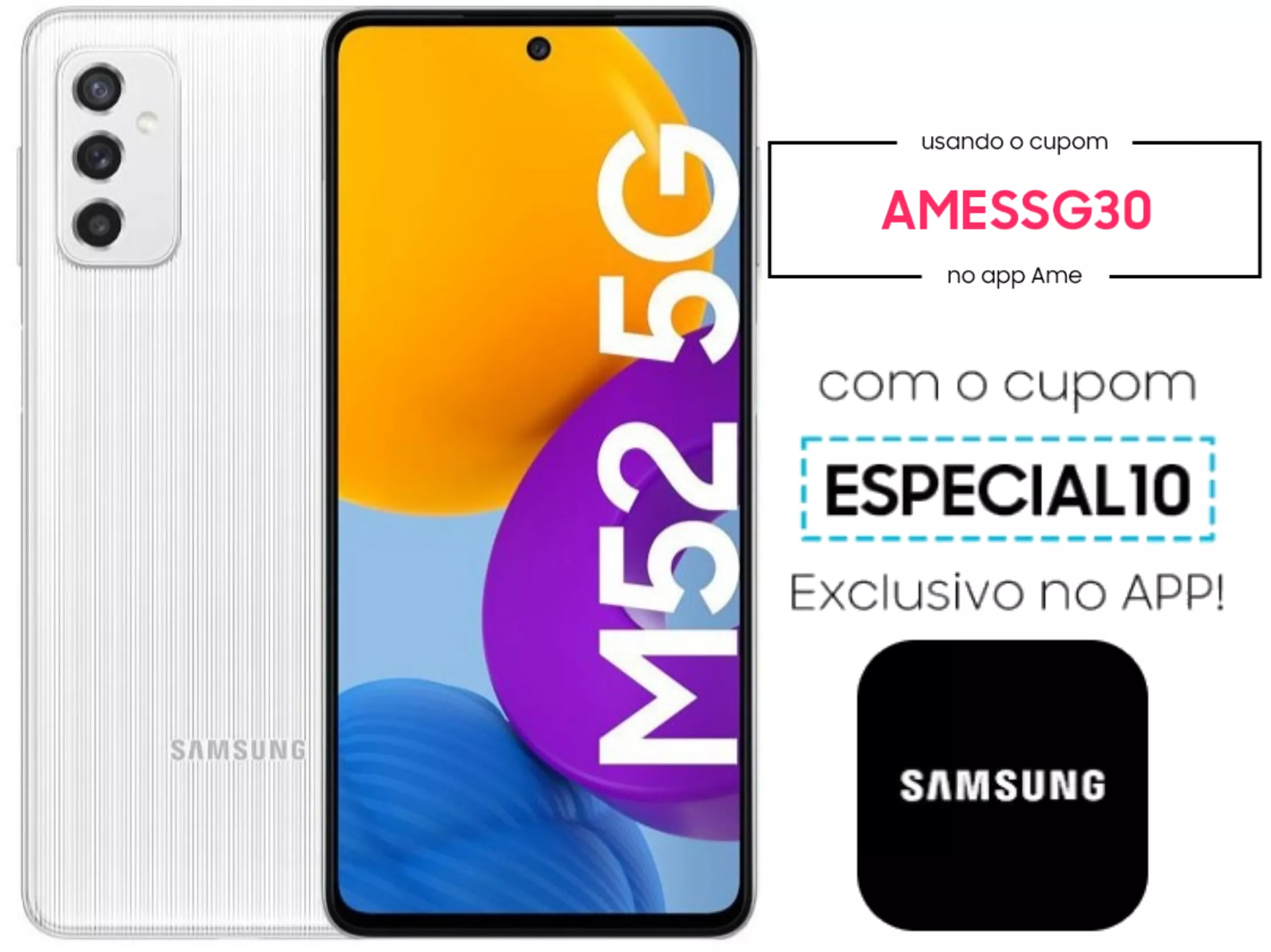 [Ame R$ 1189] Smartphone Samsung Galaxy M52 5g 128gb - 10x Sem Juros